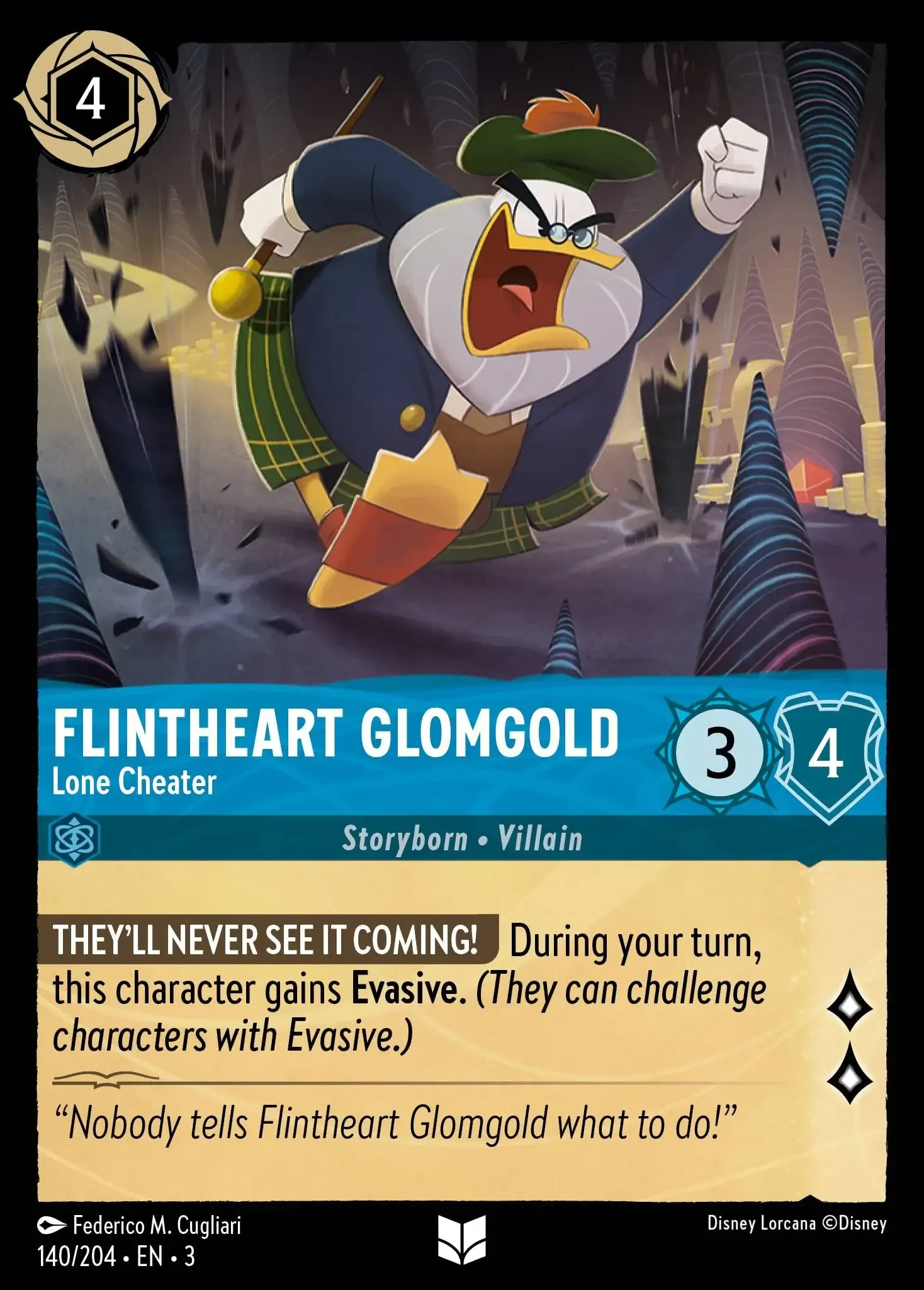 2024 Into the Inklands Flintheart Glomgold - Lone Cheater #140 Uncommon card image