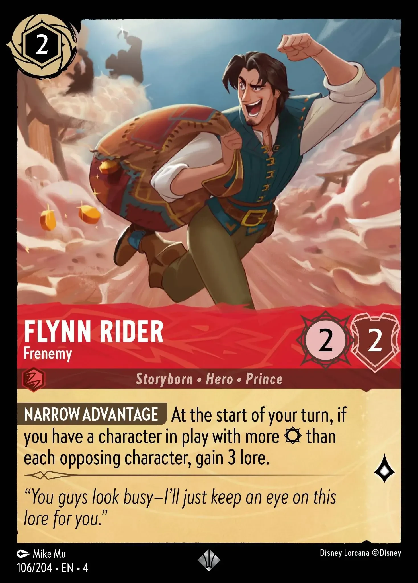 2024 Ursula's Return Flynn Rider - Frenemy #106 Super Rare card image