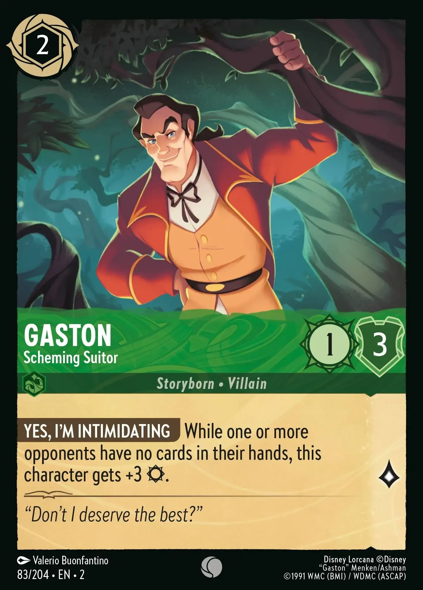 2023 Rise of The Floodborn Gaston - Scheming Suitor #83 Common card image