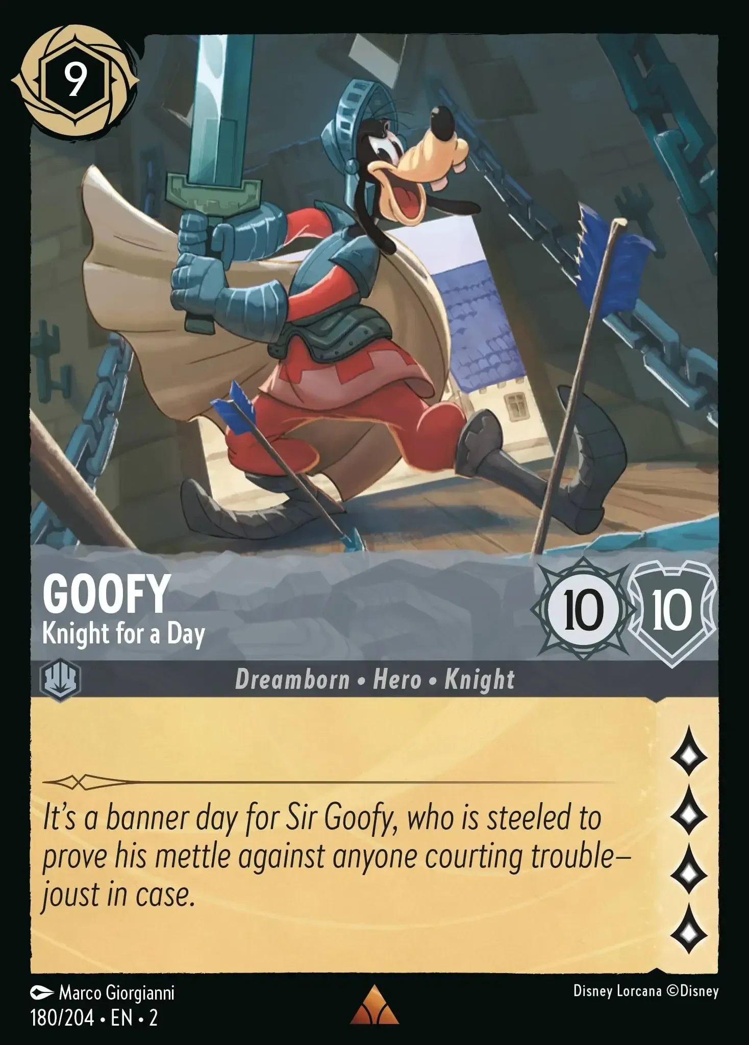 2023 Rise of The Floodborn Goofy - Knight for a Day #180 Rare card image