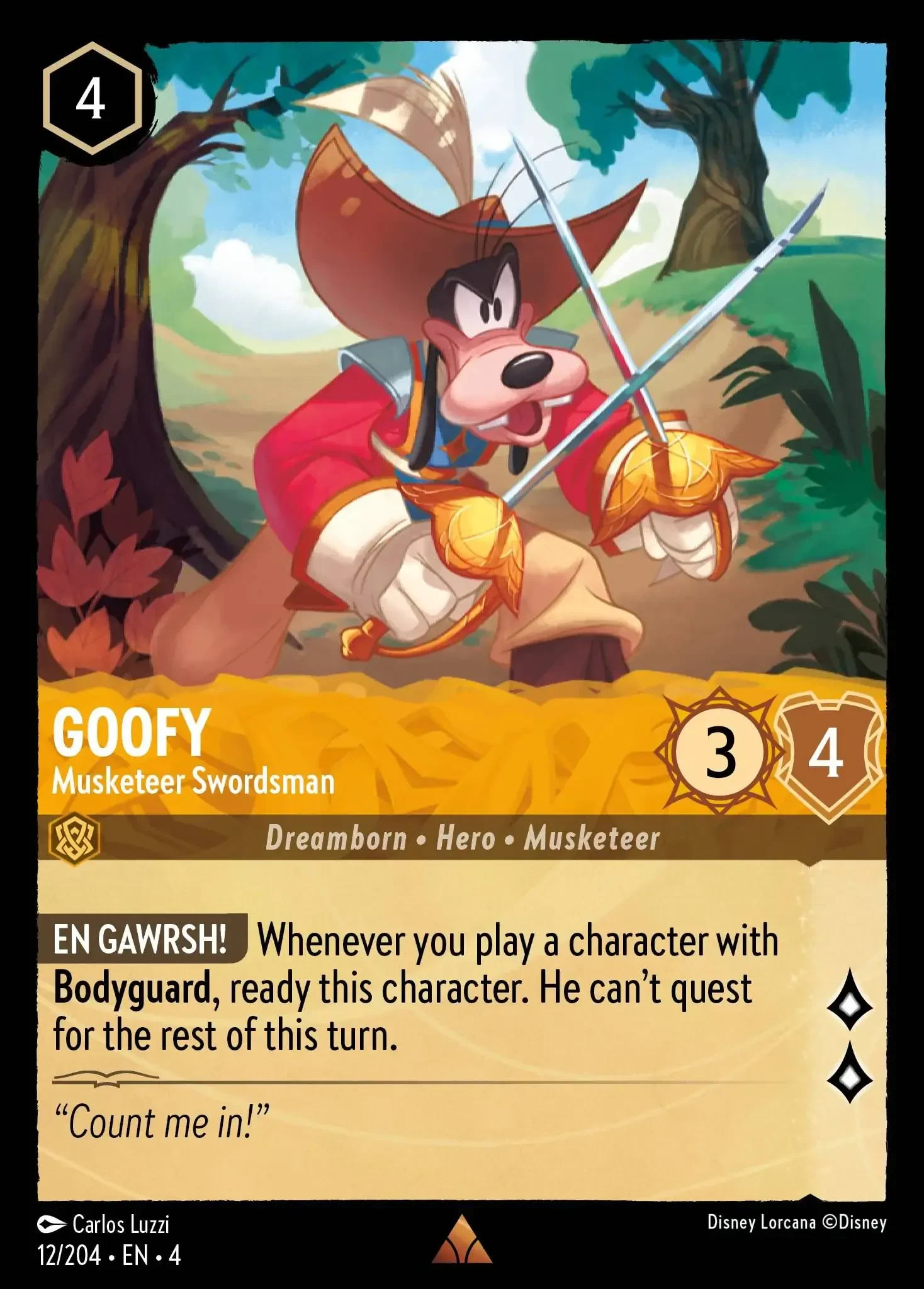 2024 Ursula's Return Goofy - Musketeer Swordsman [Foil] Rare #12 Rare card image