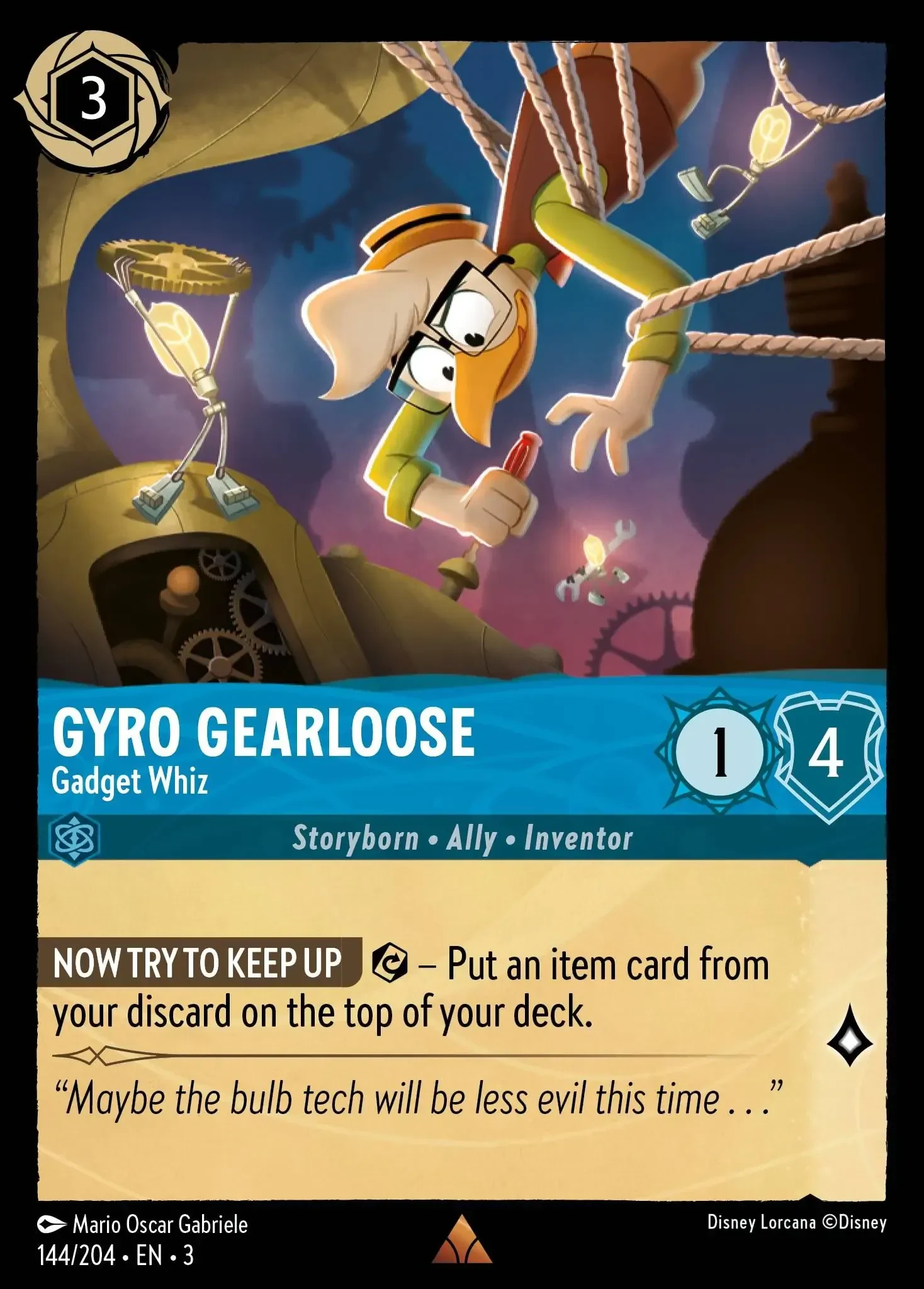 2024 Into the Inklands Gyro Gearloose - Gadget Whiz #144 Rare card image
