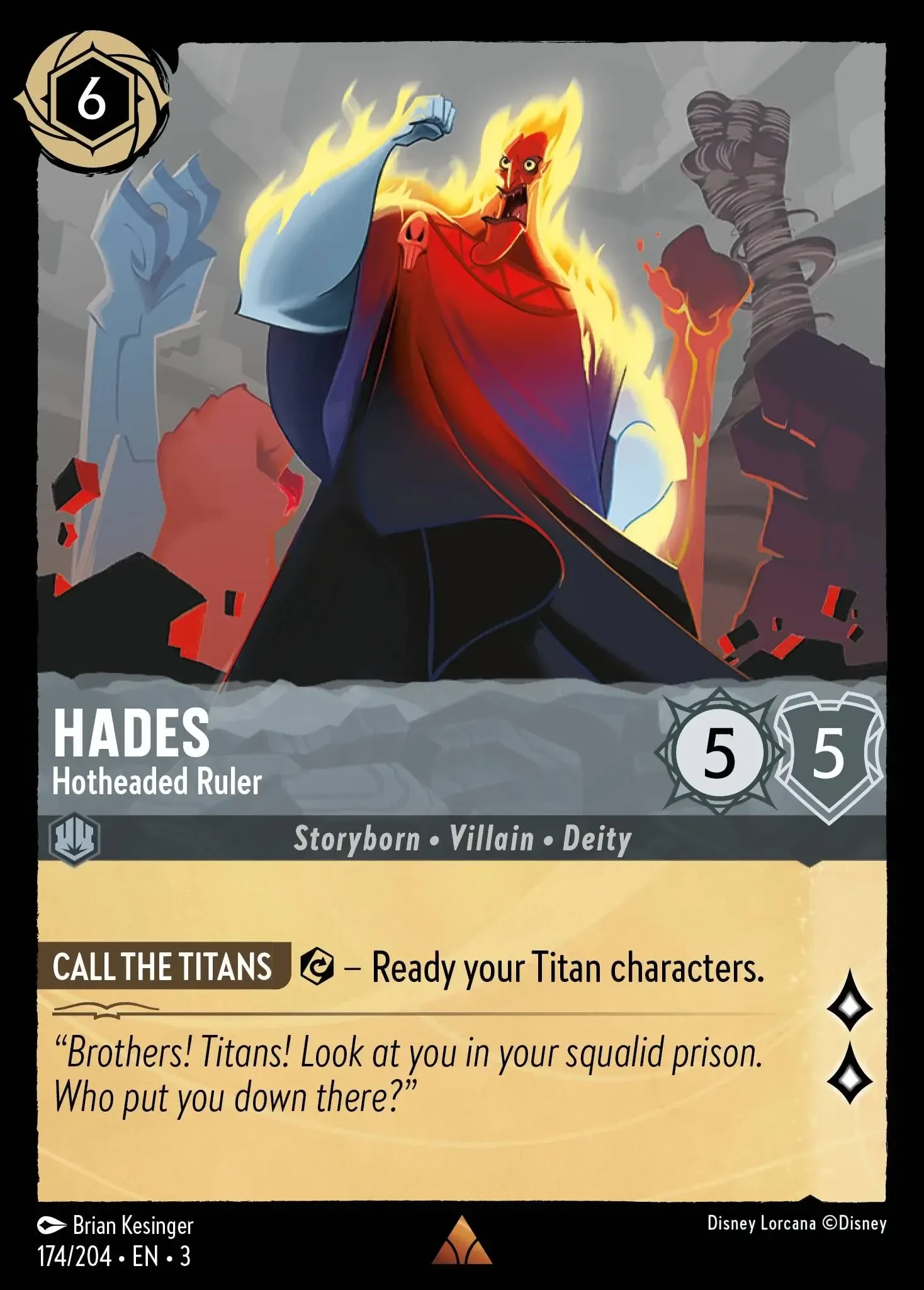2024 Into the Inklands Hades - Hotheaded Ruler #174 Rare card image