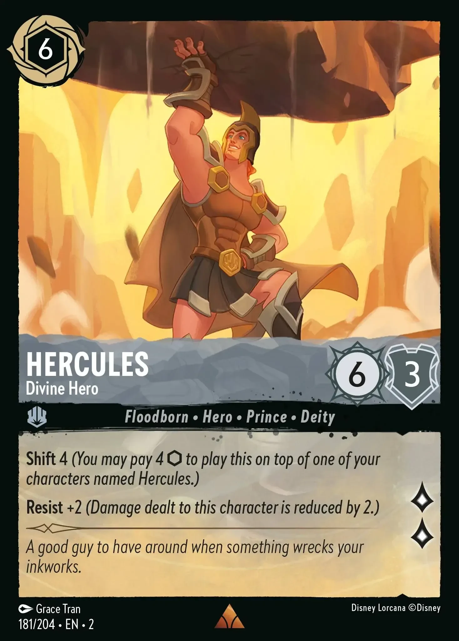 2023 Rise of The Floodborn Hercules - Divine Hero #181 Rare card image