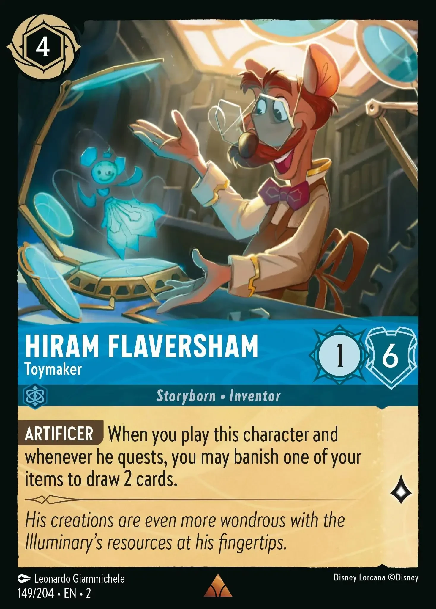2023 Rise of The Floodborn Hiram Flaversham - Toymaker #149 Rare card image