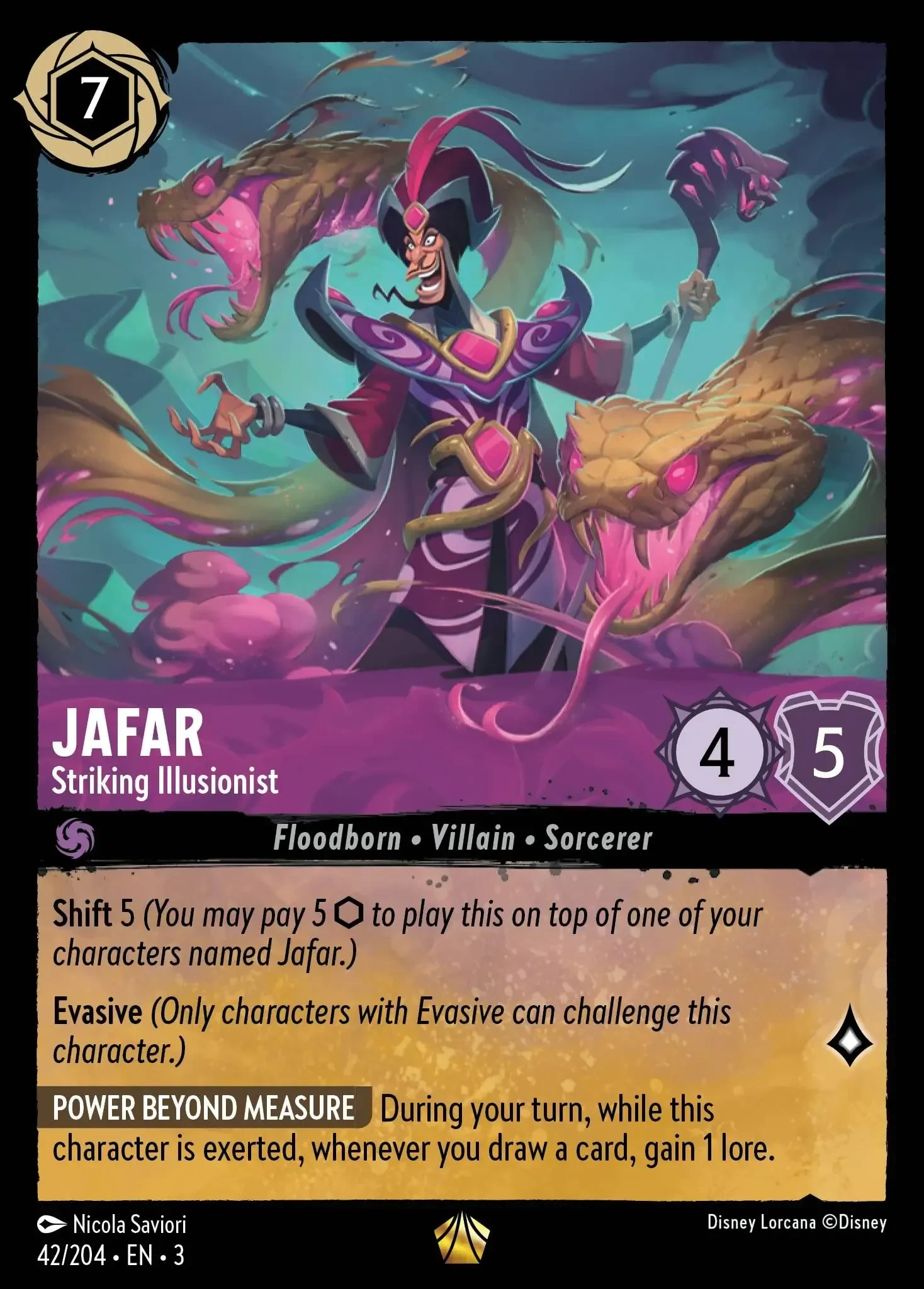 2024 Into the Inklands Jafar - Striking Illusionist #42 Legendary card image