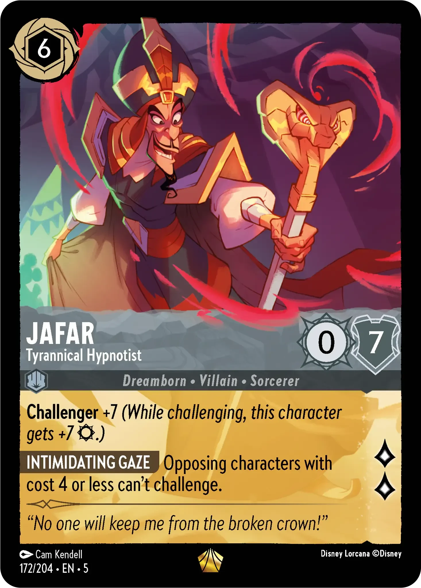 2024 Shimmering Skies Jafar - Tyrannical Hypnotist #172 Legendary card image