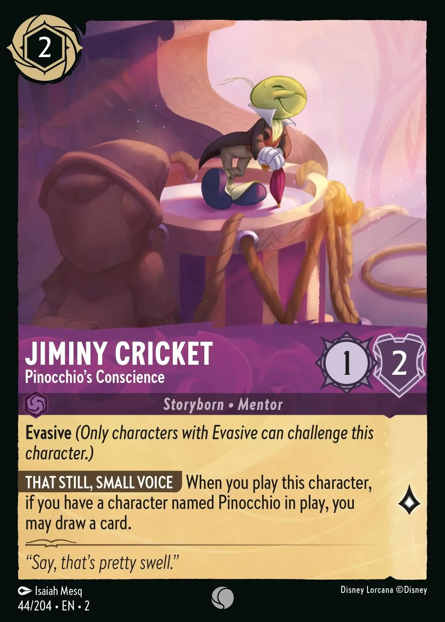 2023 Rise of The Floodborn Jiminy Cricket - Pinocchio's Conscience #44 Common card image