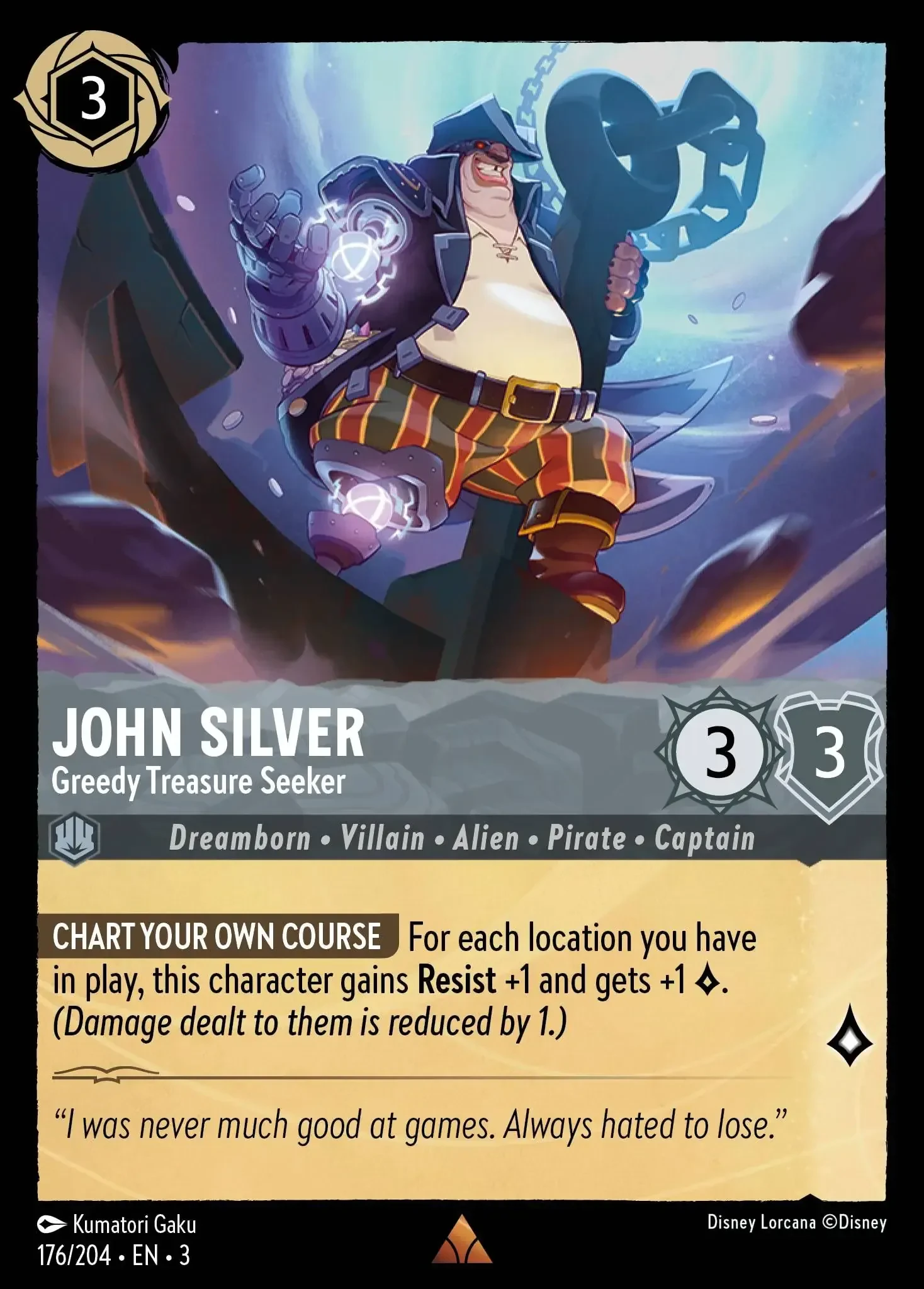 2024 Into the Inklands John Silver - Greedy Treasure Seeker #176 Rare card image