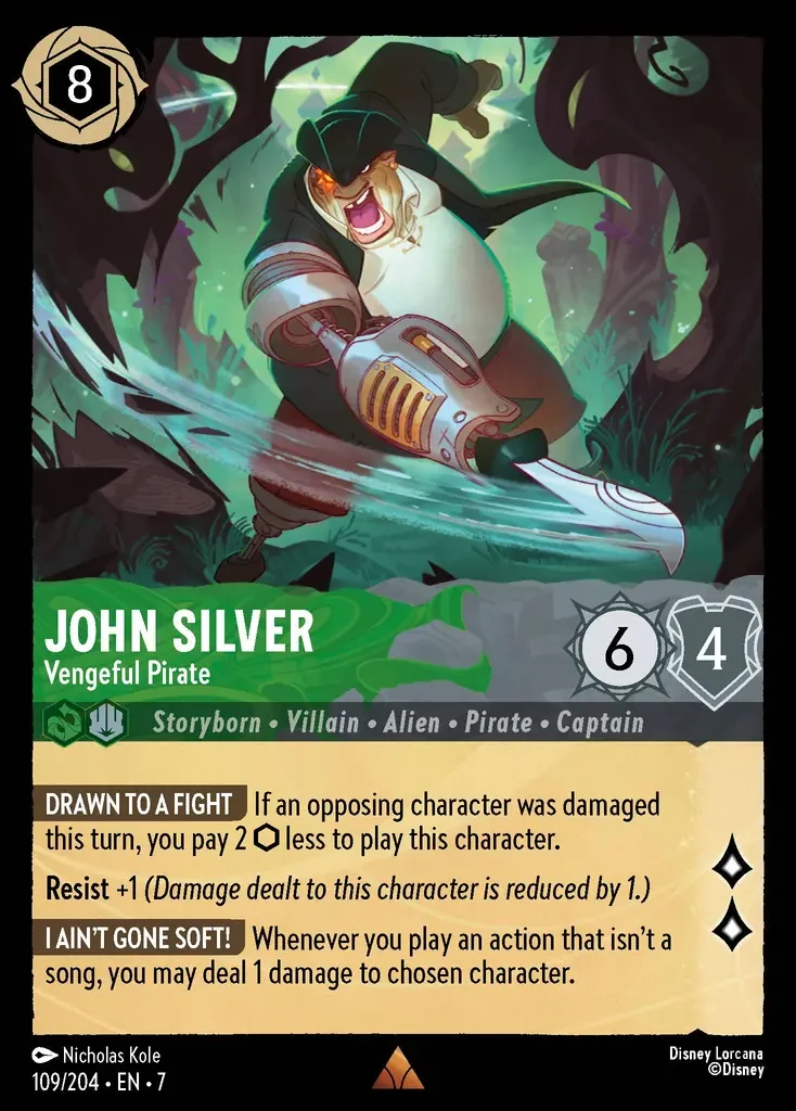 2025 Archazia's Island John Silver - Vengeful Pirate #109 Rare card image