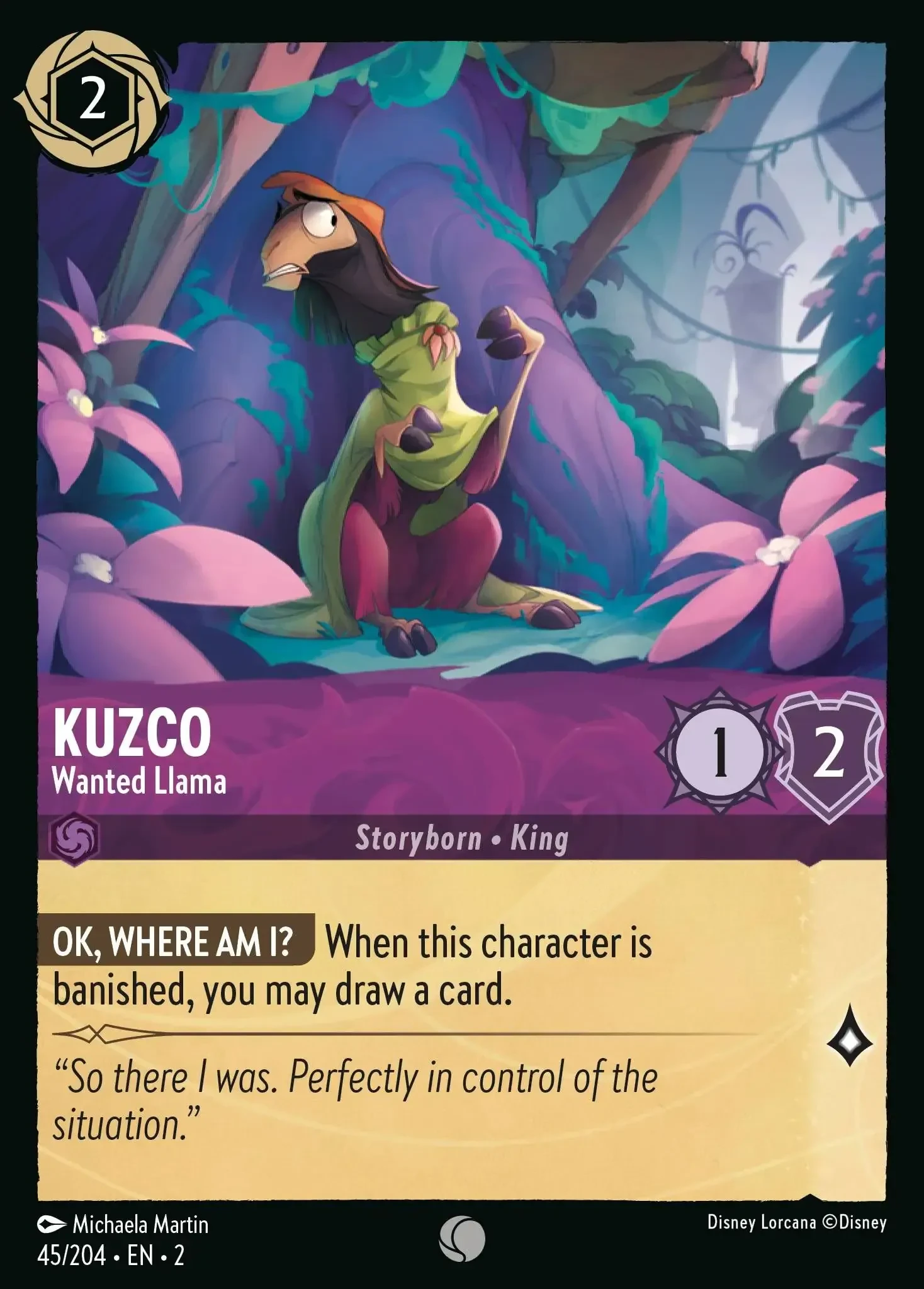 2023 Rise of The Floodborn Kuzco - Wanted Llama #45 Common card image