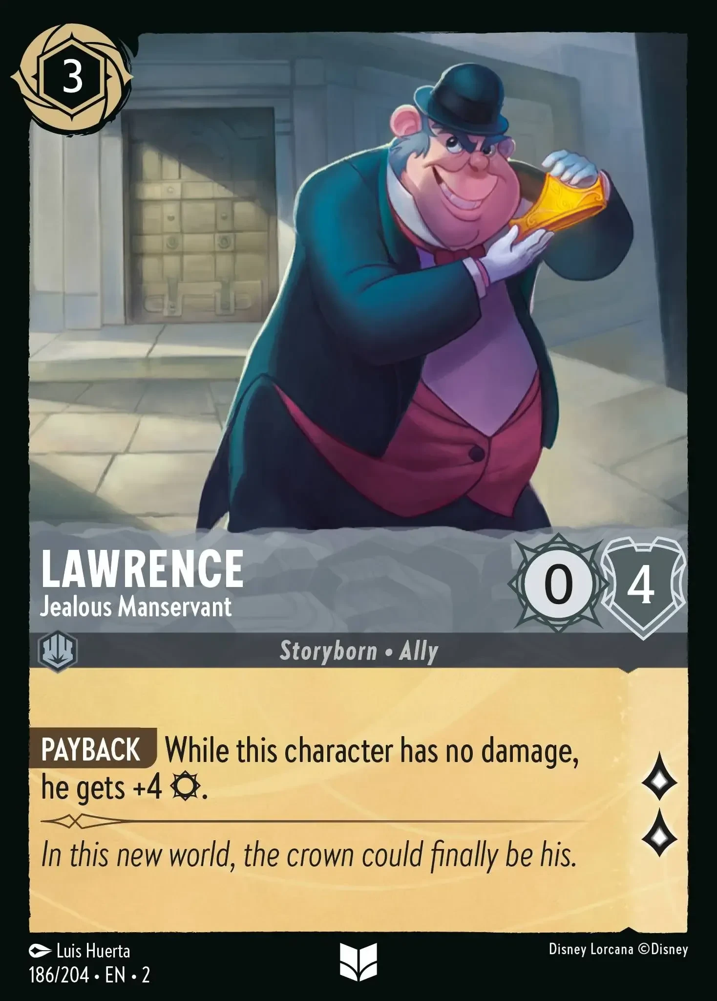 2023 Rise of The Floodborn Lawrence - Jealous Manservant #186 Uncommon card image