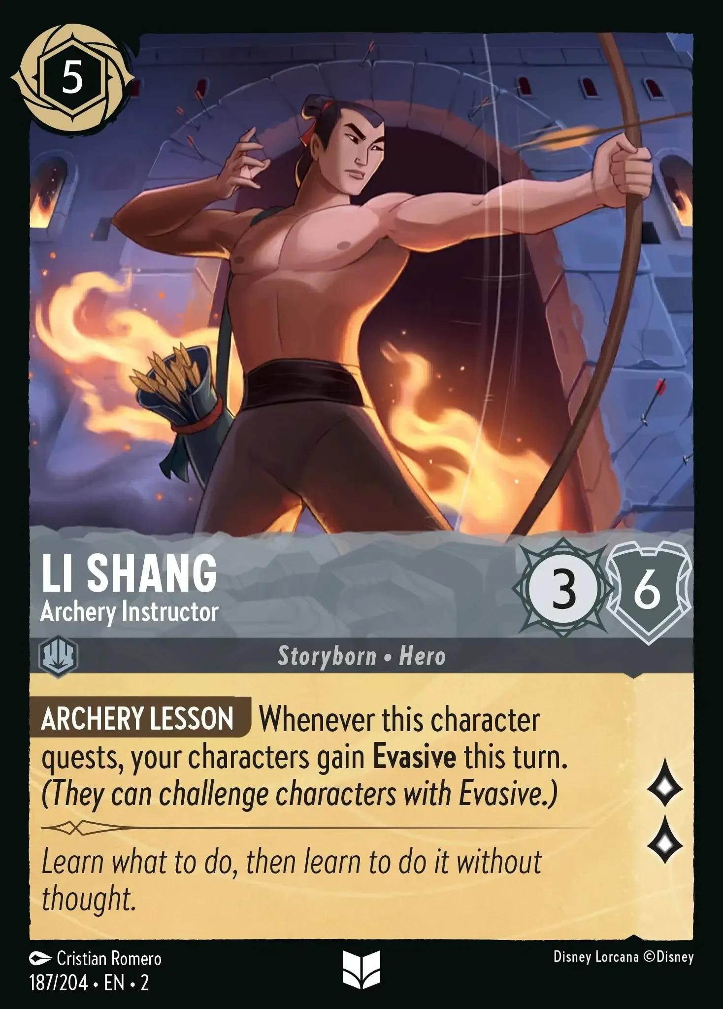 2023 Rise of The Floodborn Li Shang - Archery Instructor #187 Uncommon card image