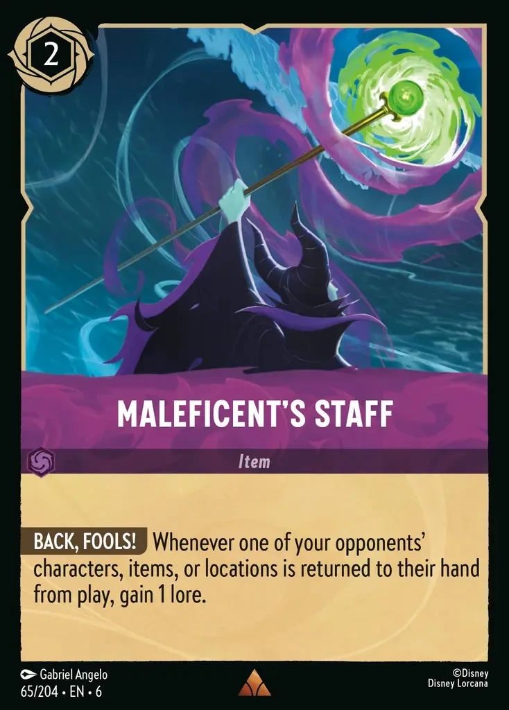 2024 Azurite Sea Maleficent's Staff #65 Rare card image