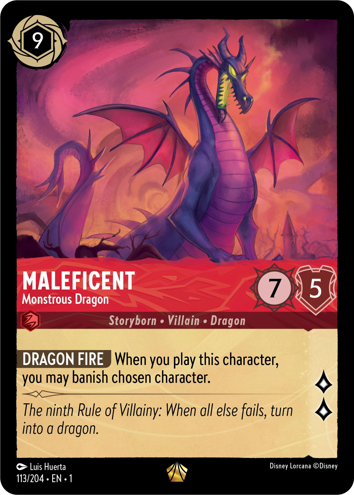 2023 The First Chapter Maleficent - Monstrous Dragon #113 Legendary card image