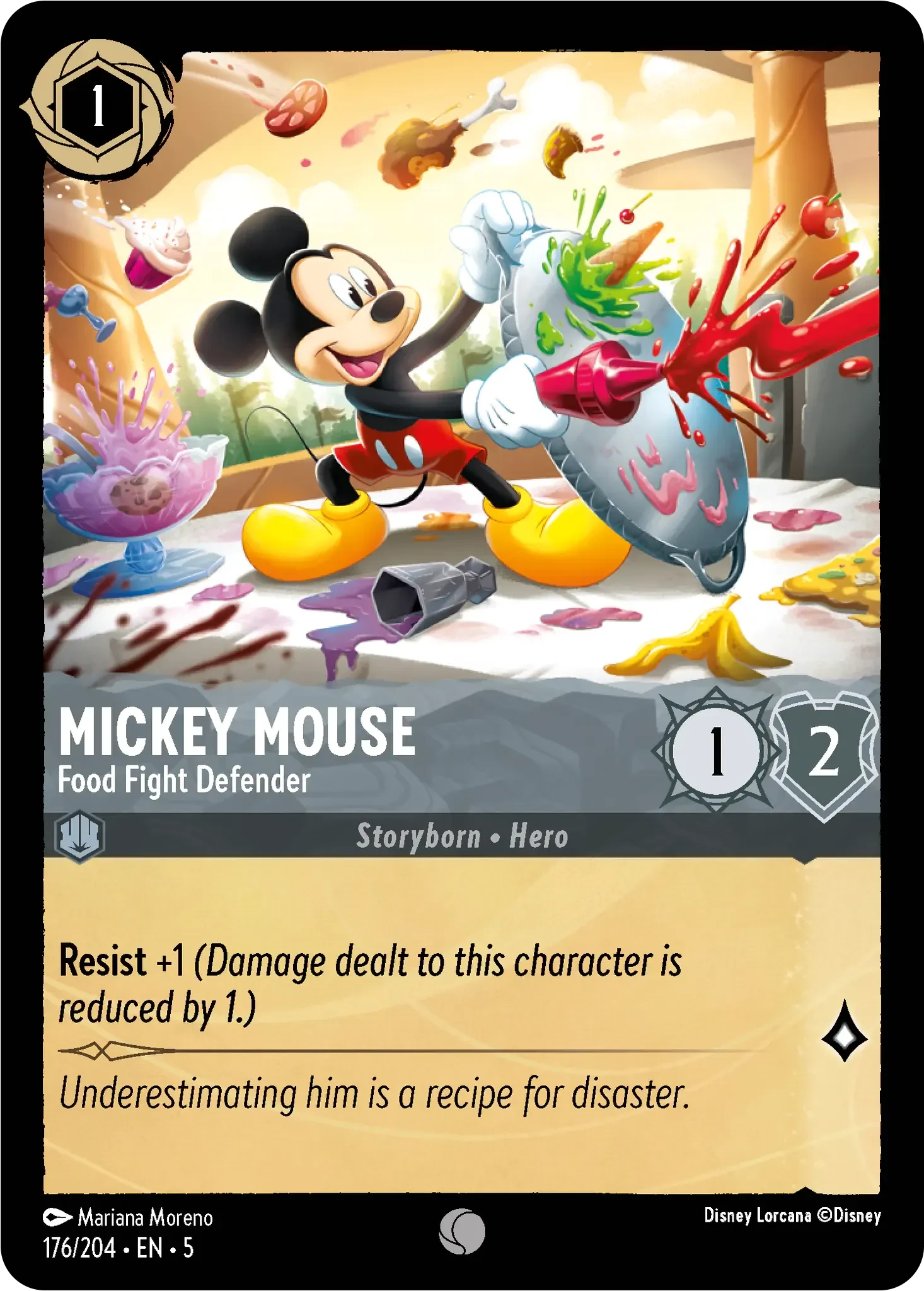 2024 Shimmering Skies Mickey Mouse - Food Fight Defender #176 Common card image