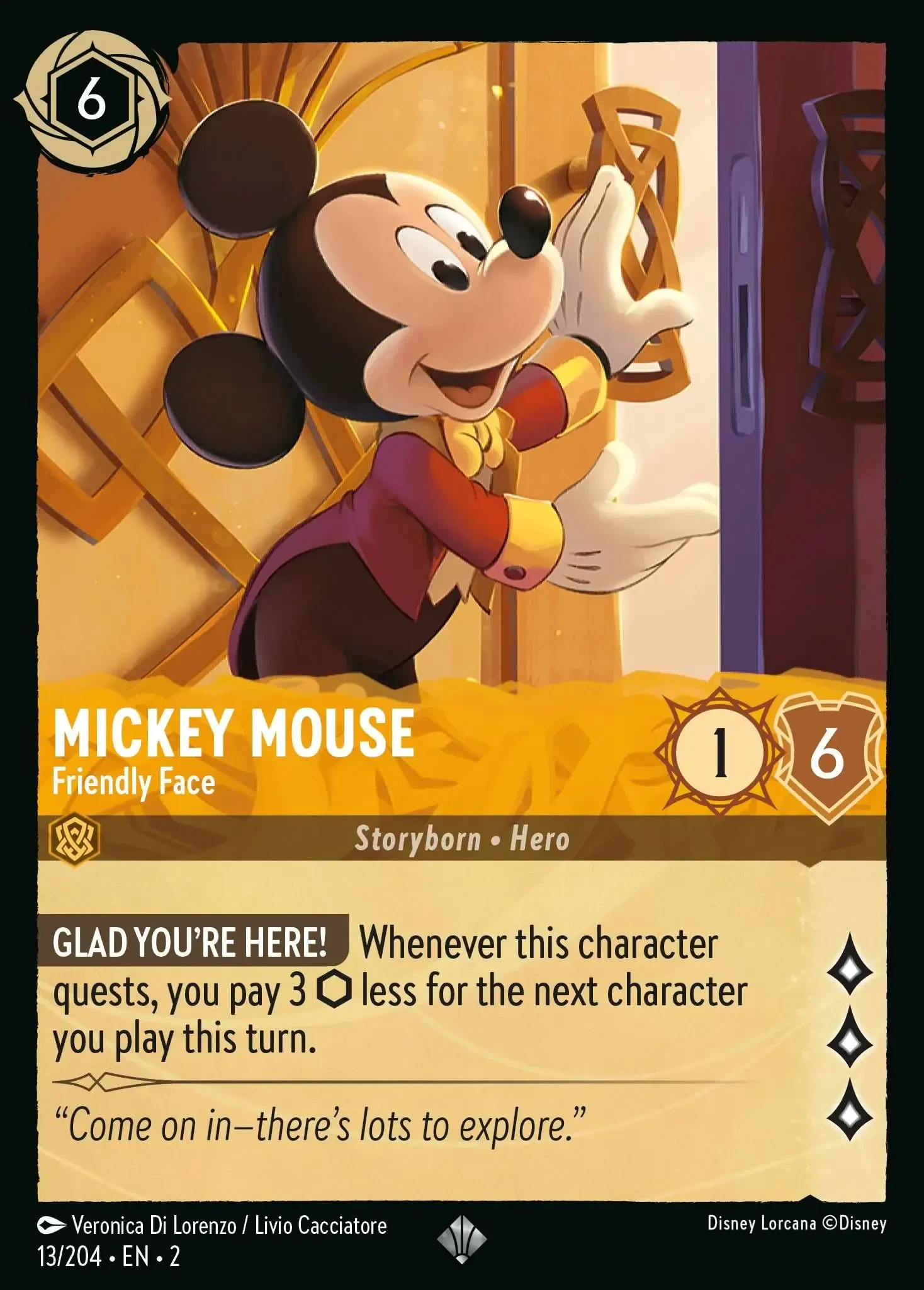 2023 Rise of The Floodborn Mickey Mouse - Friendly Face #13 Super Rare card image