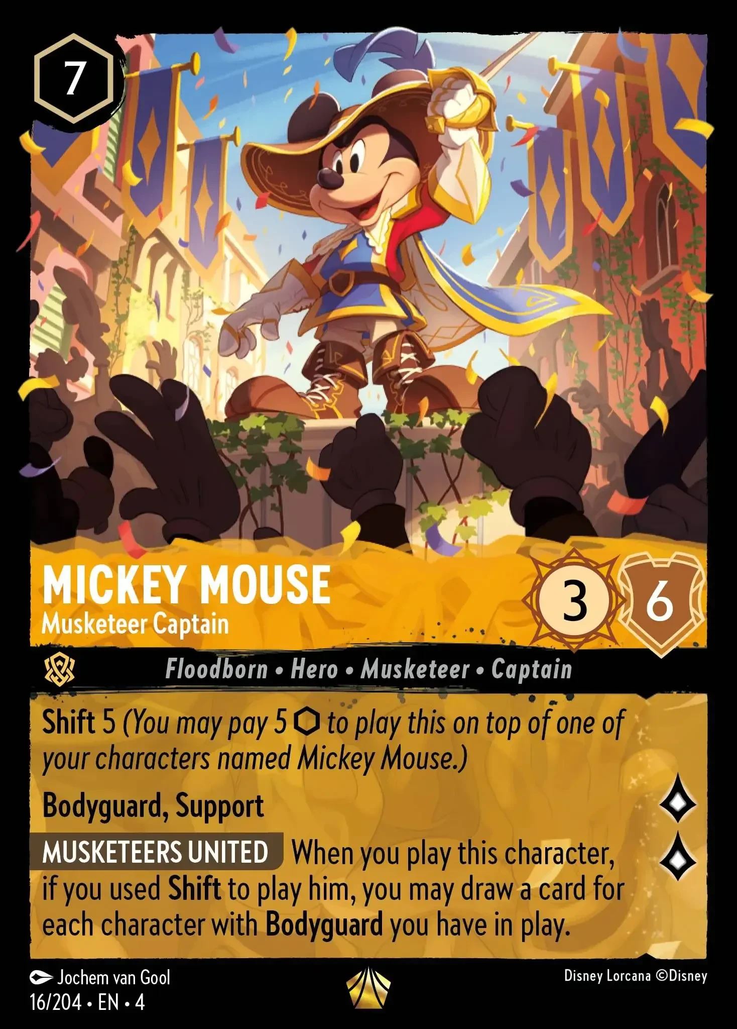 2024 Ursula's Return Mickey Mouse - Musketeer Captain [Foil] Legendary #16 Legendary card image