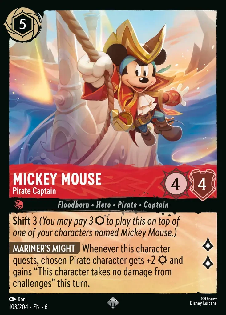 2024 Azurite Sea Mickey Mouse - Pirate Captain #103 Super Rare card image