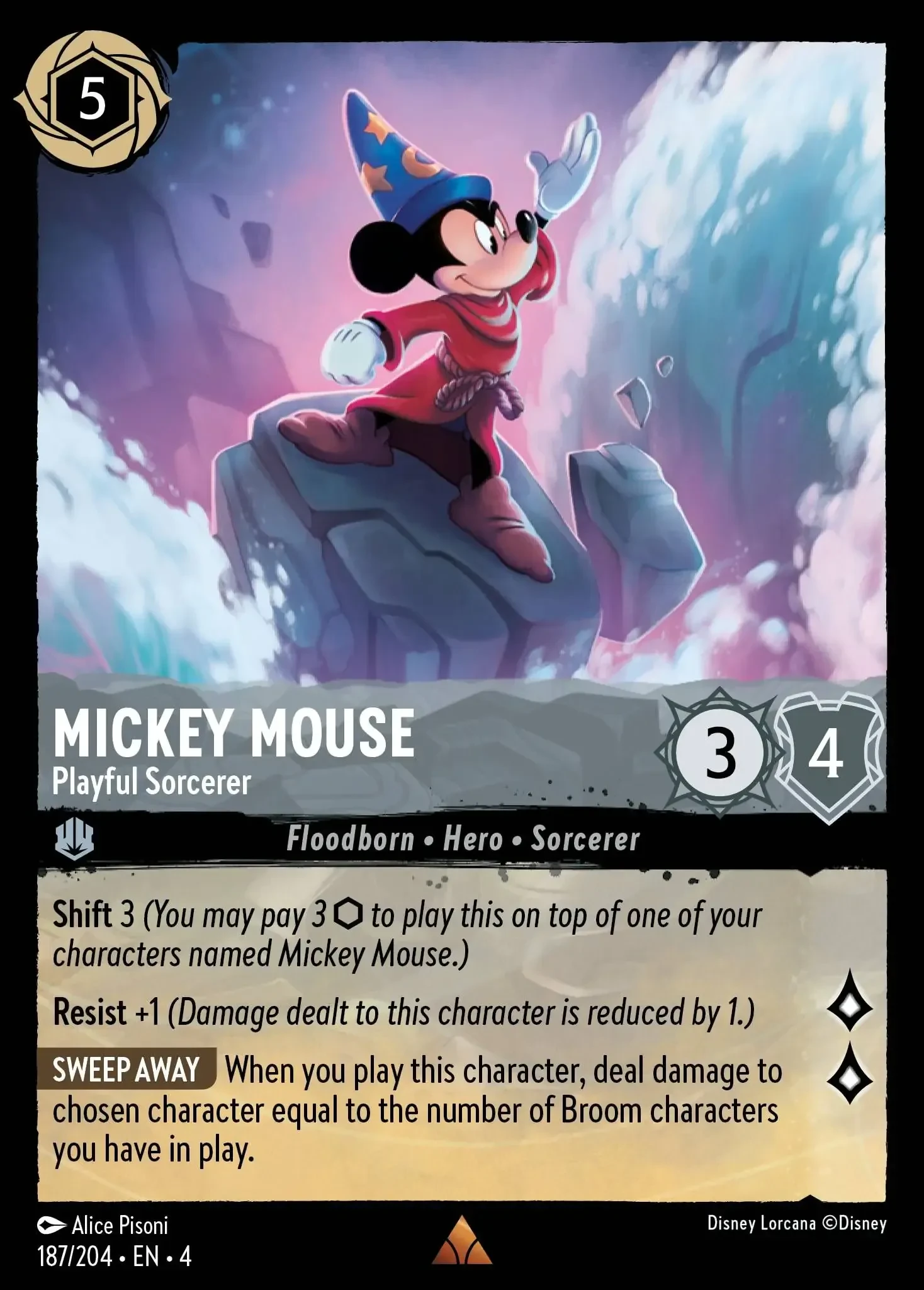 2024 Ursula's Return Mickey Mouse - Playful Sorcerer Rare #187 Rare card image