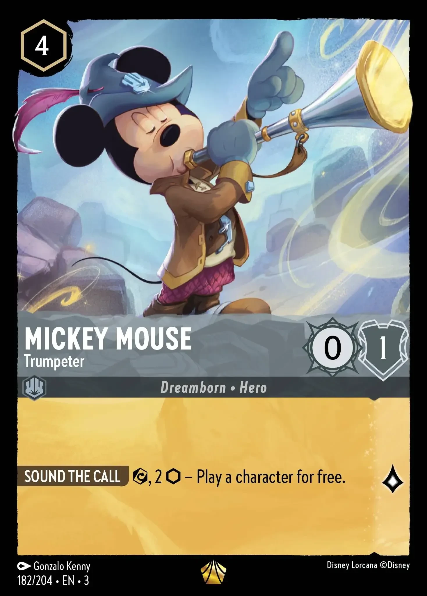 2024 Into the Inklands Mickey Mouse - Trumpeter #182 Legendary card image