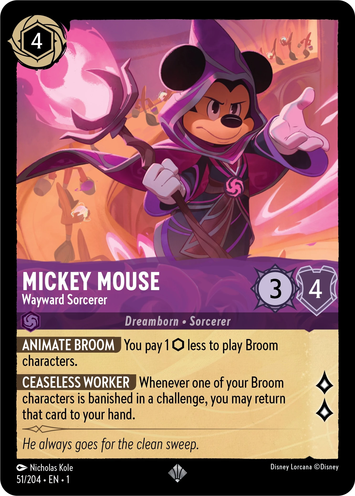 2023 The First Chapter Mickey Mouse - Wayward Sorcerer #51 Super Rare card image