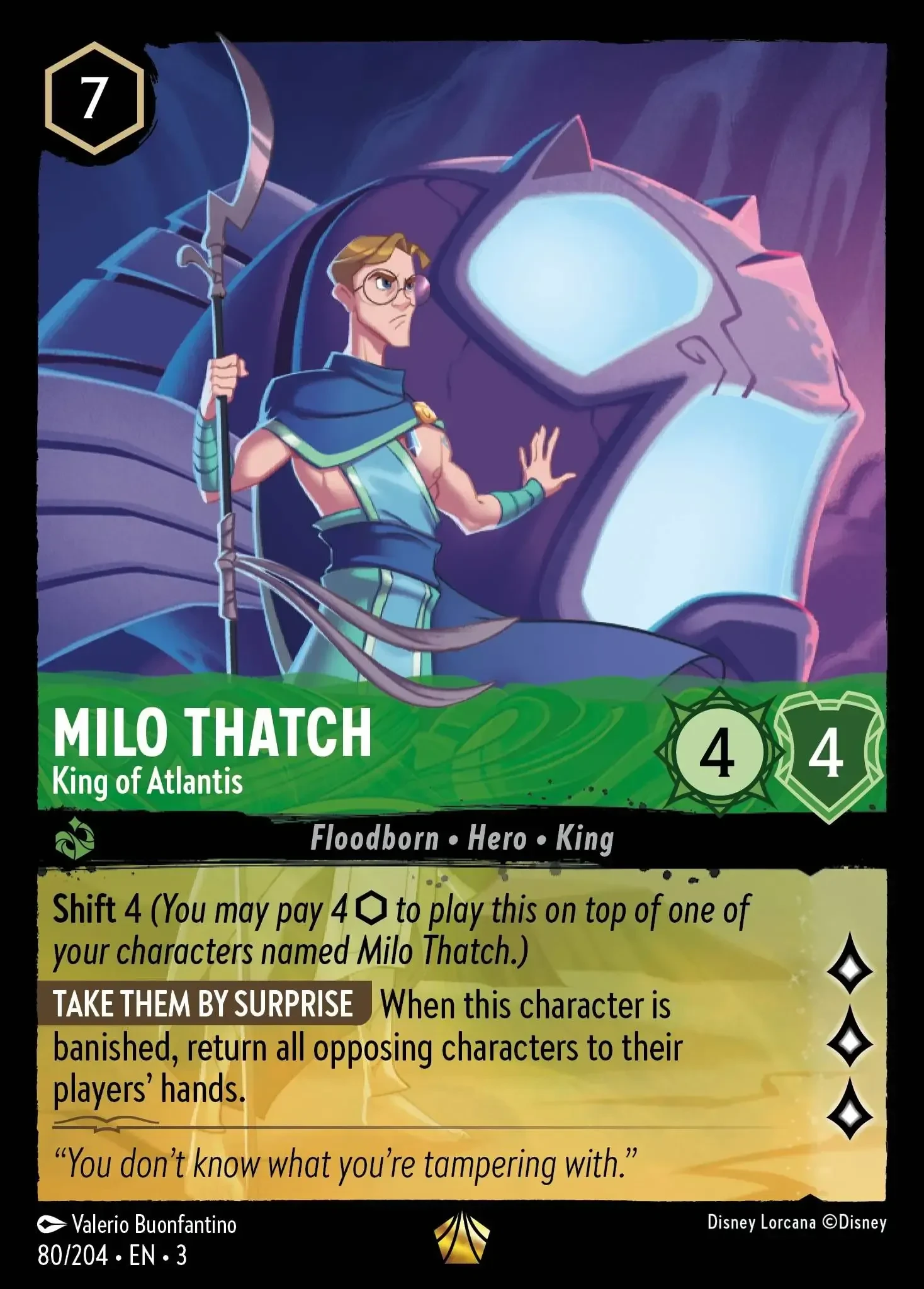 2024 Into the Inklands Milo Thatch - King of Atlantis #80 Legendary card image