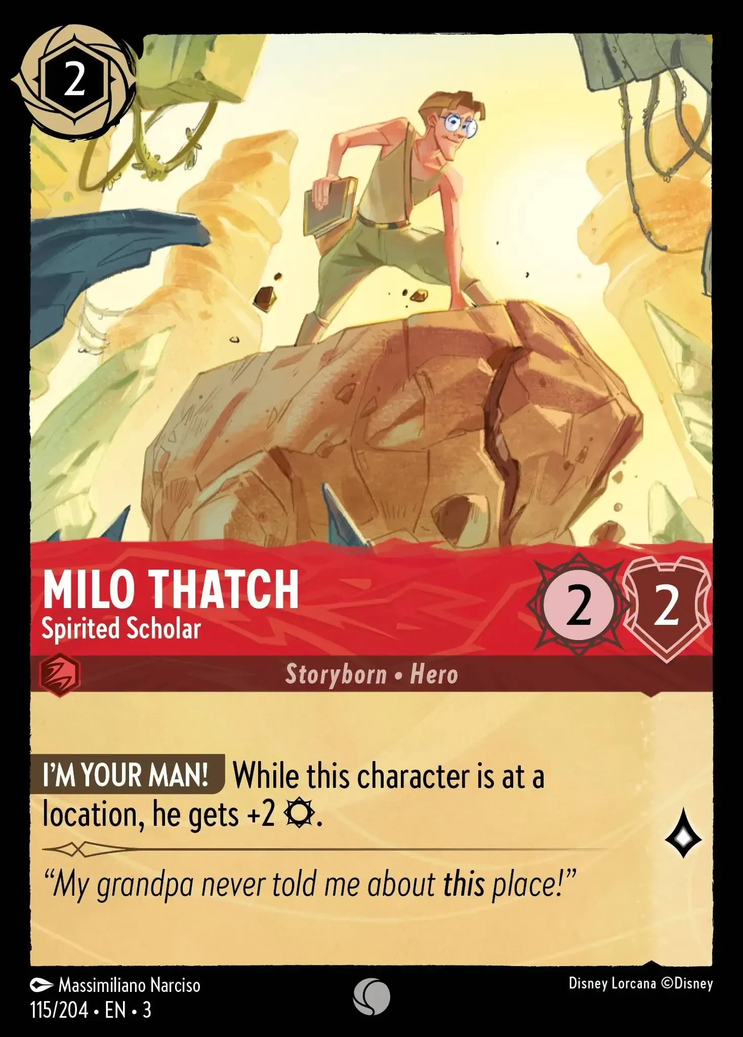 2024 Into the Inklands Milo Thatch - Spirited Scholar #115 Common card image