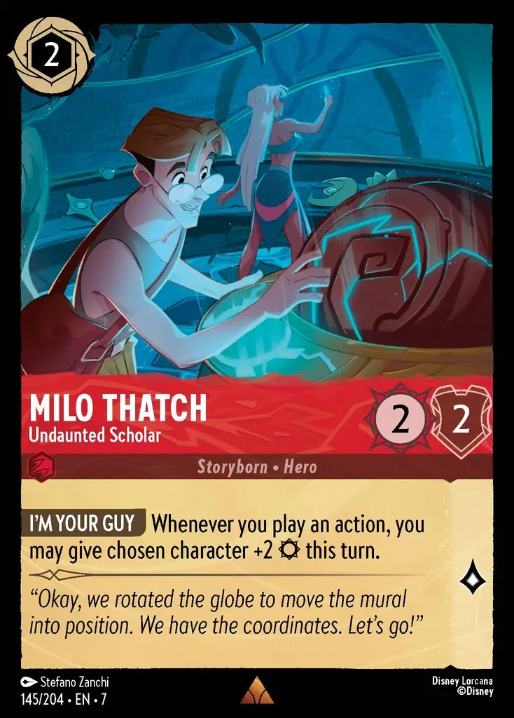 2025 Archazia's Island Milo Thatch - Undaunted Scholar #145 Rare card image
