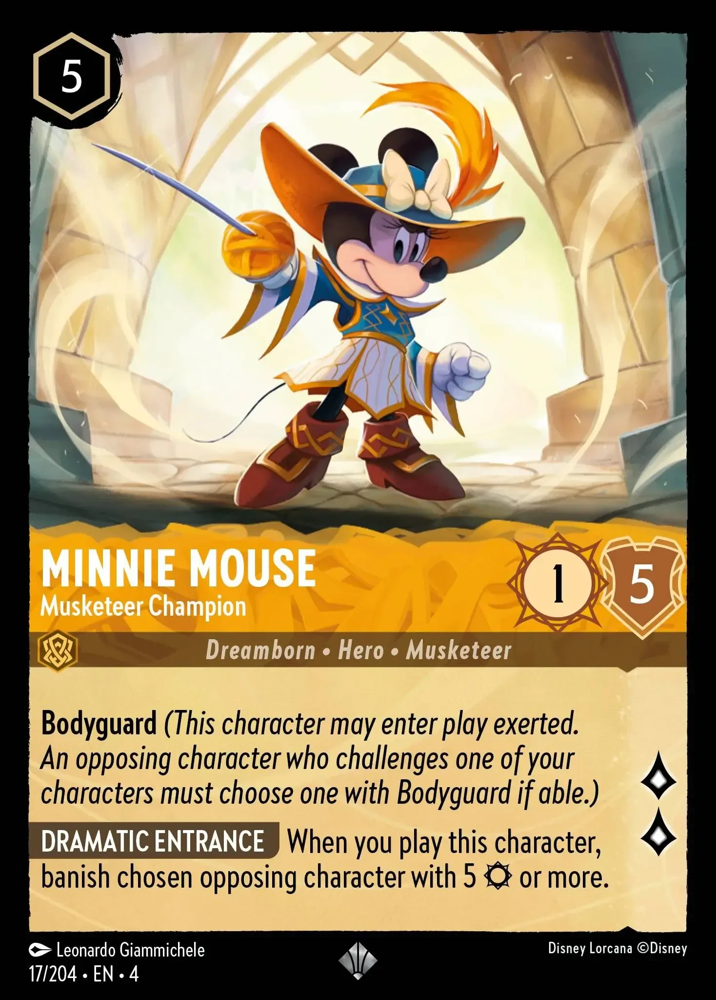 2024 Ursula's Return Minnie Mouse - Musketeer Champion [Foil] Super Rare #17 Super Rare card image