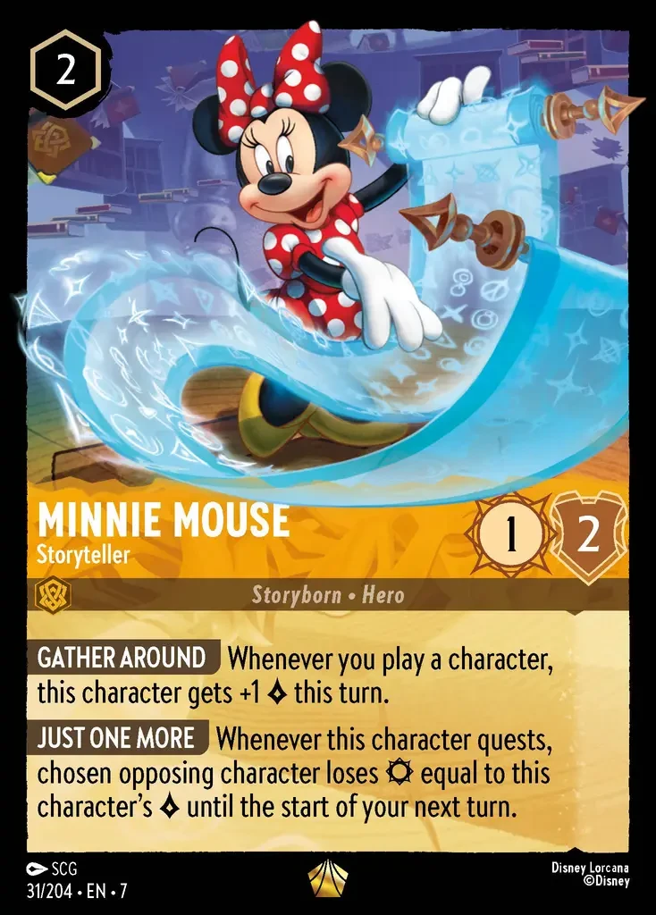 2025 Archazia's Island Minnie Mouse - Storyteller #31 Legendary card image