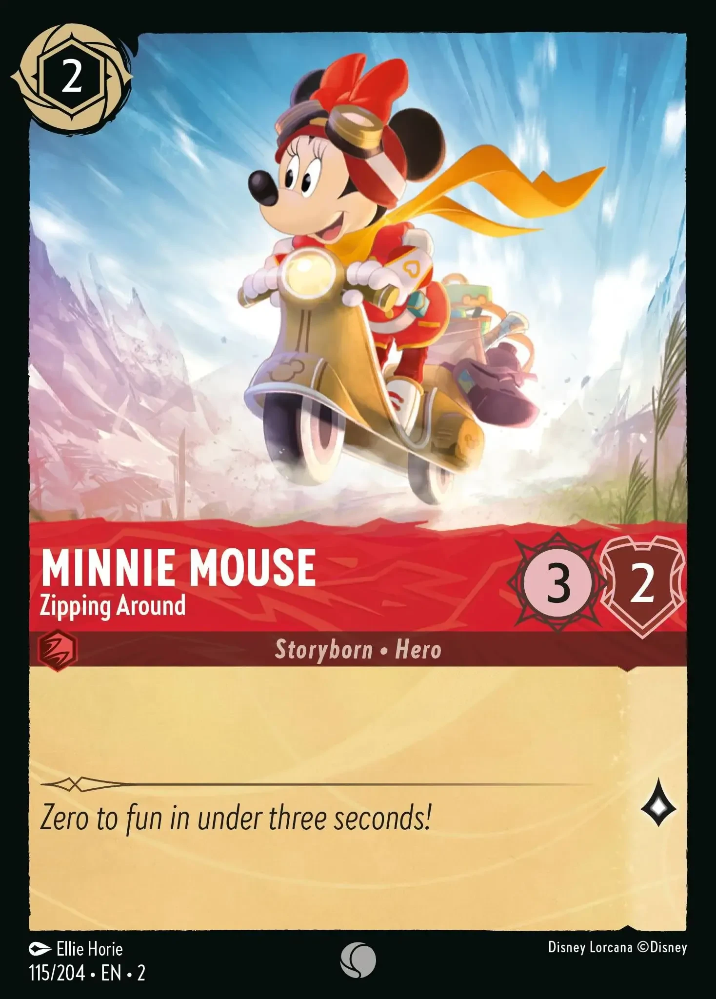 2023 Rise of The Floodborn Minnie Mouse - Zipping Around #115 Common card image