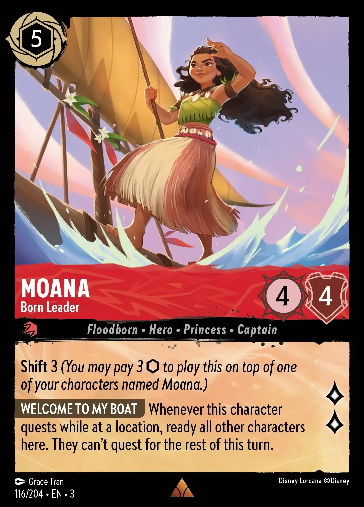 2024 Into the Inklands Moana - Born Leader #116 Rare card image