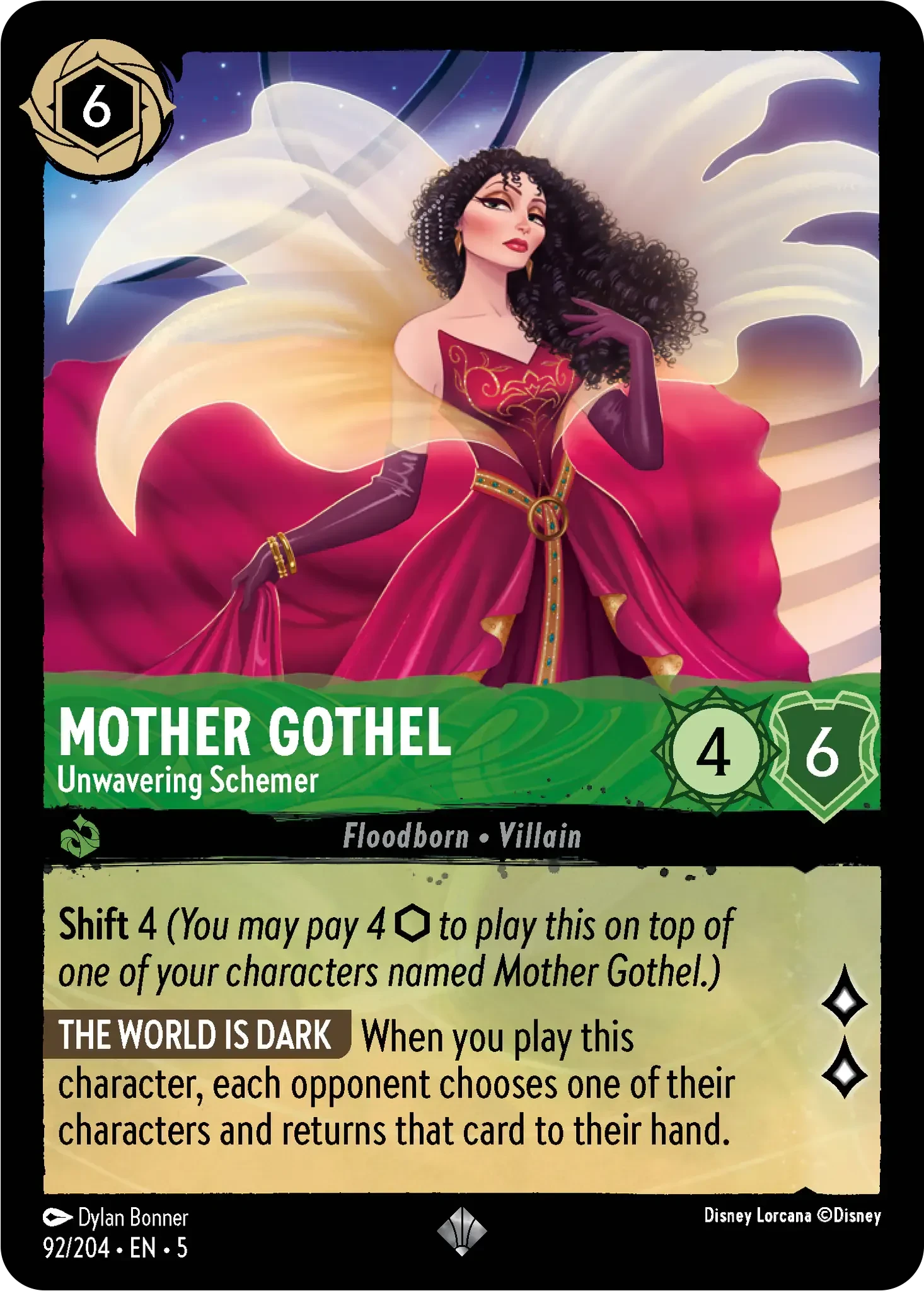 2024 Shimmering Skies Mother Gothel - Unwavering Schemer #92 Super Rare card image