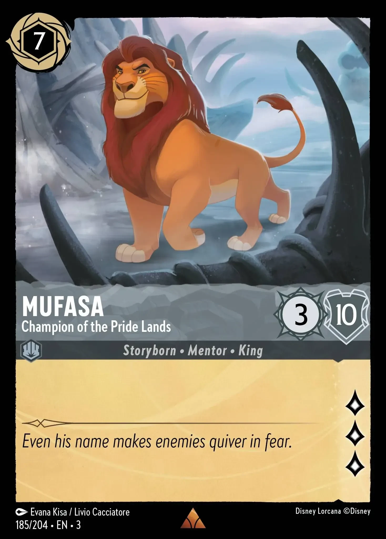 2024 Into the Inklands Mufasa - Champion of the Pride Lands #185 Rare card image