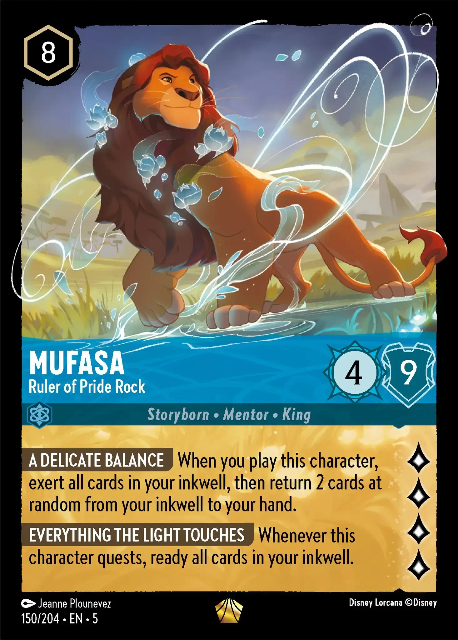 2024 Shimmering Skies Mufasa - Ruler of Pride Rock #150 Legendary card image