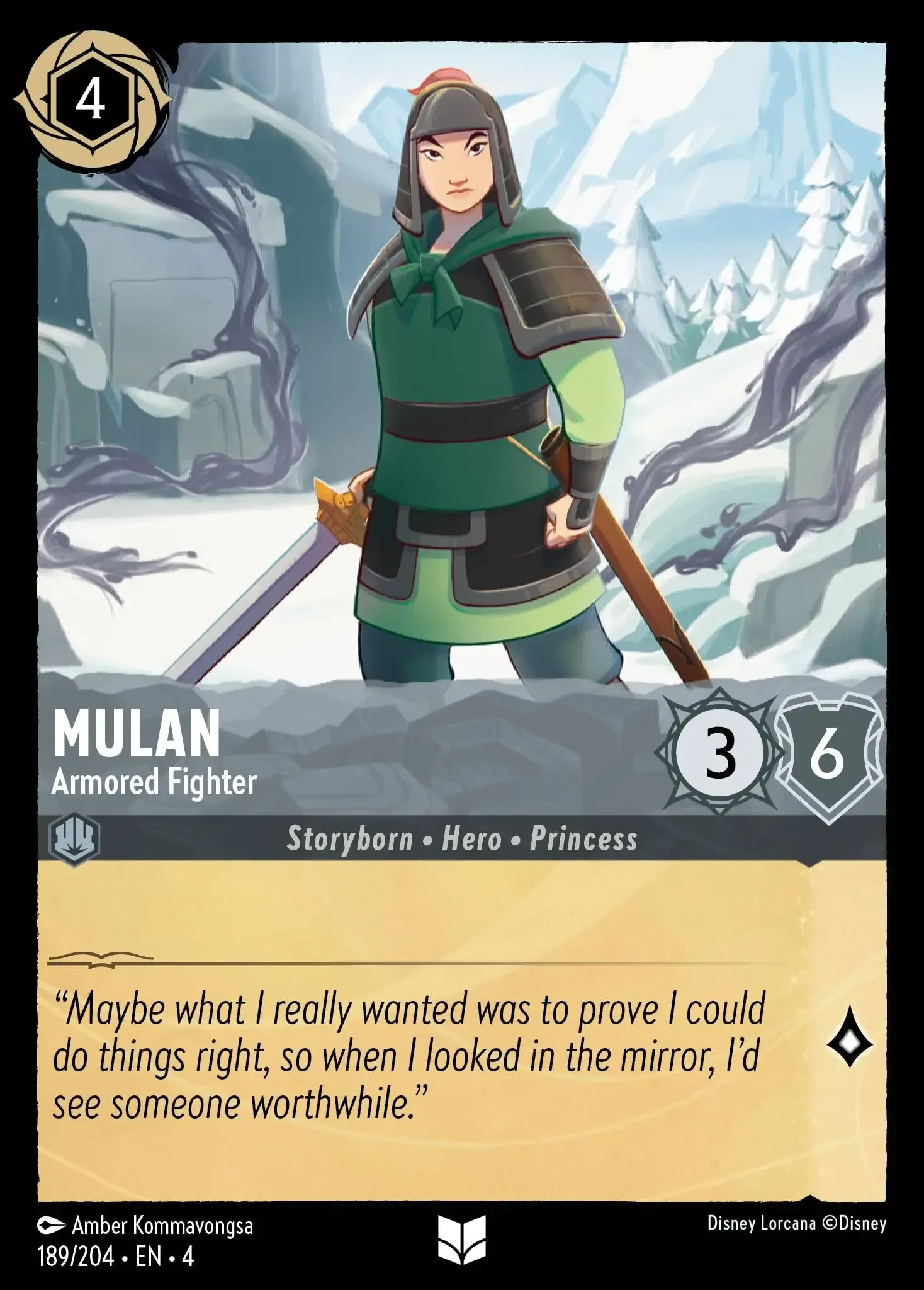 2024 Ursula's Return Mulan - Armored Fighter Uncommon #189 Uncommon card image