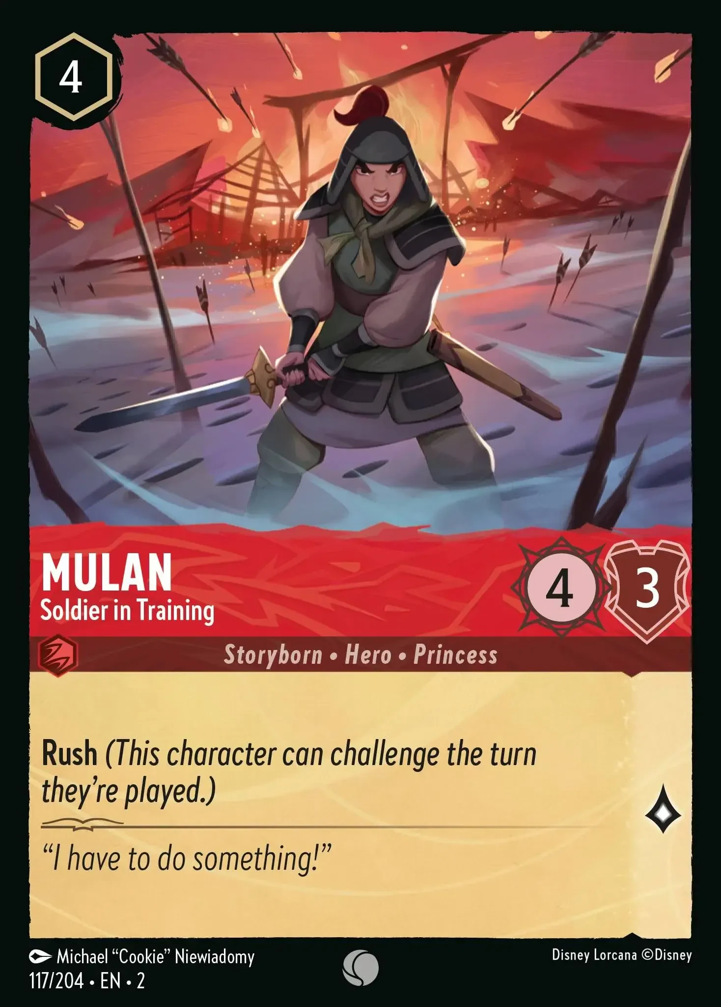 2023 Rise of The Floodborn Mulan - Soldier In Training #117 Common card image