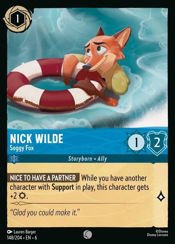 2024 Azurite Sea Nick Wilde - Soggy Fox #148 Common card image