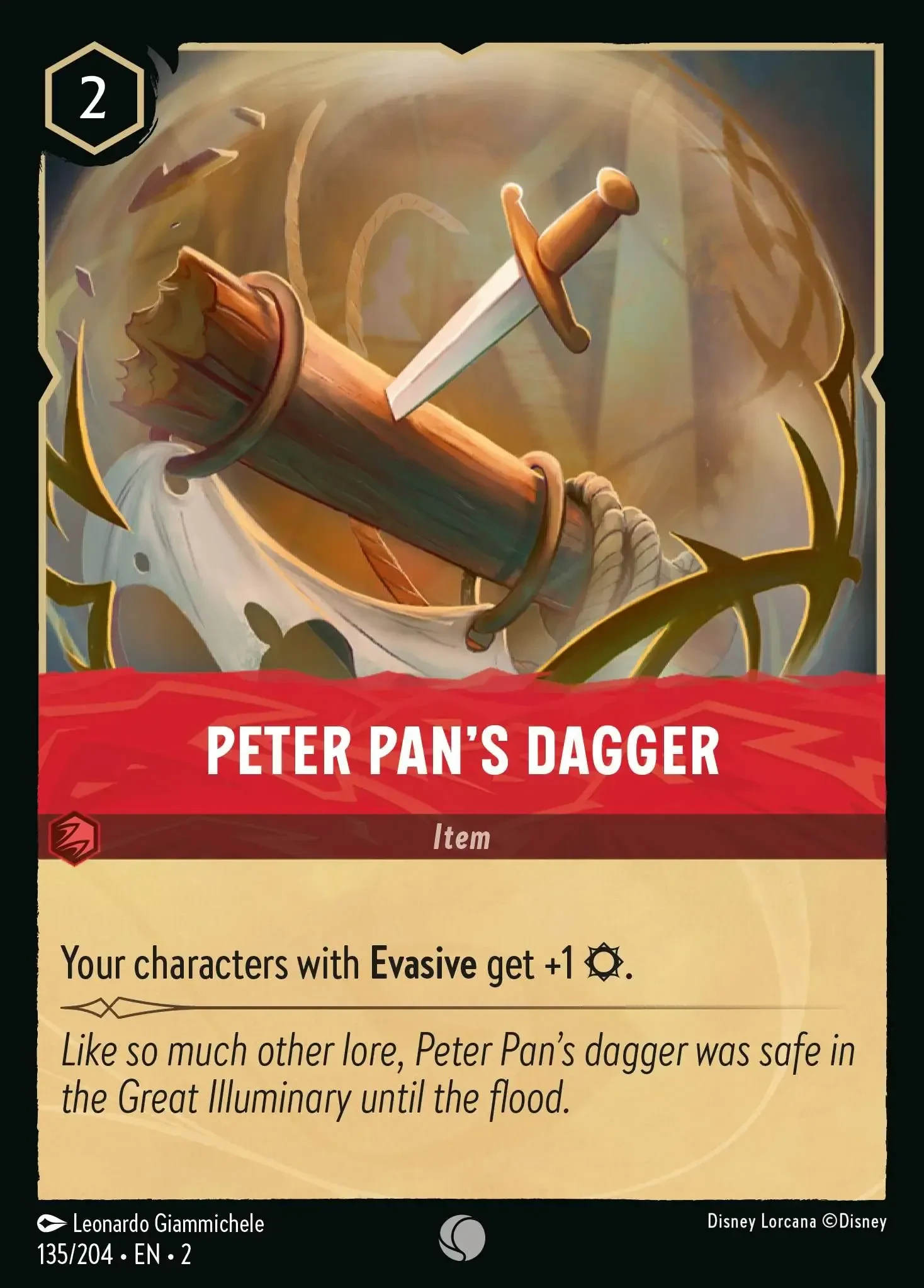 2023 Rise of The Floodborn Peter Pan's Dagger #135 Common card image