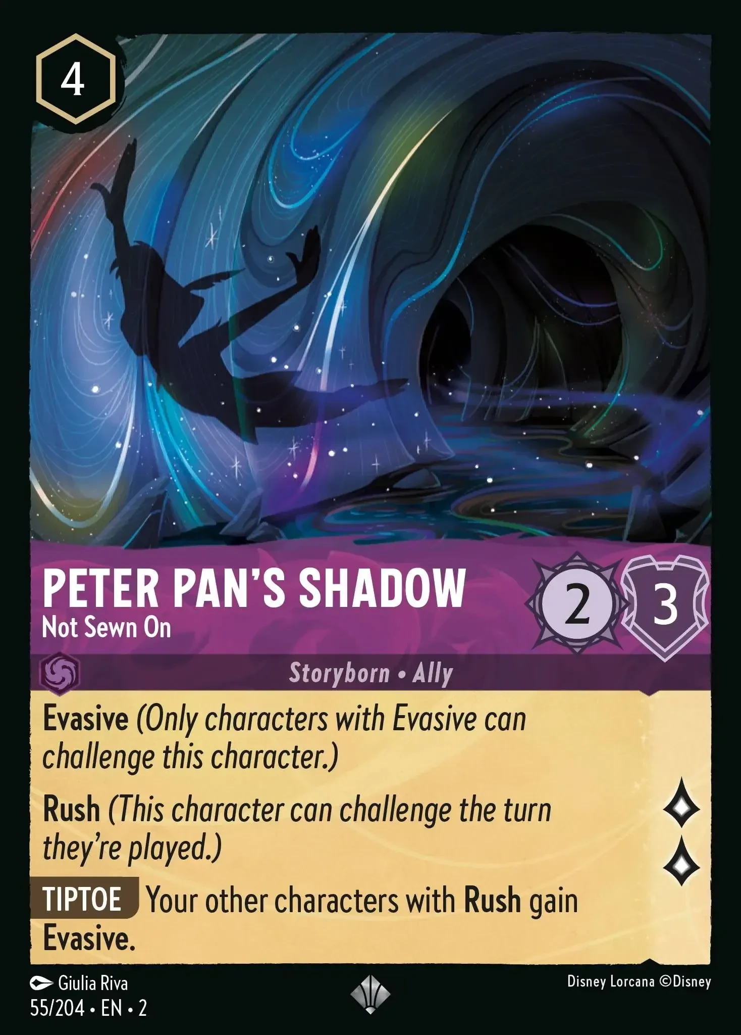 2023 Rise of The Floodborn Peter Pan's Shadow - Not Sewn On #55 Super Rare card image