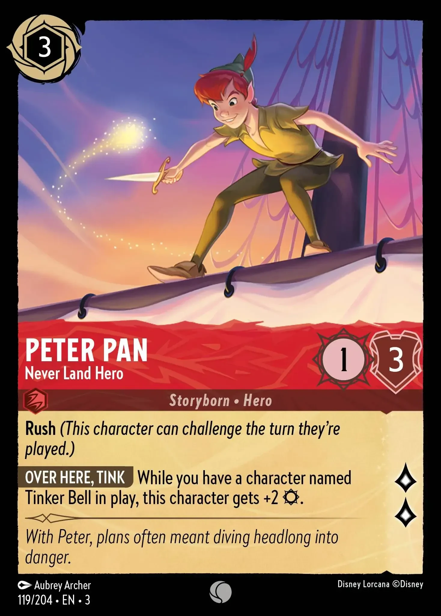 2024 Into the Inklands Peter Pan - Never Land Hero #119 Common card image