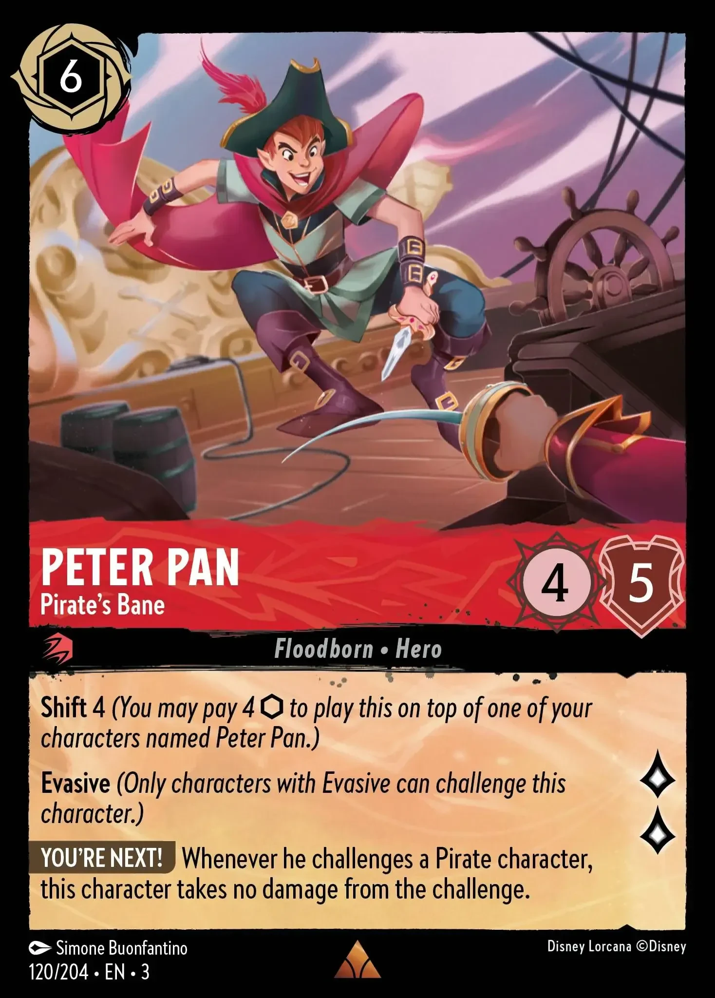 2024 Into the Inklands Peter Pan - Pirate's Bane #120 Rare card image