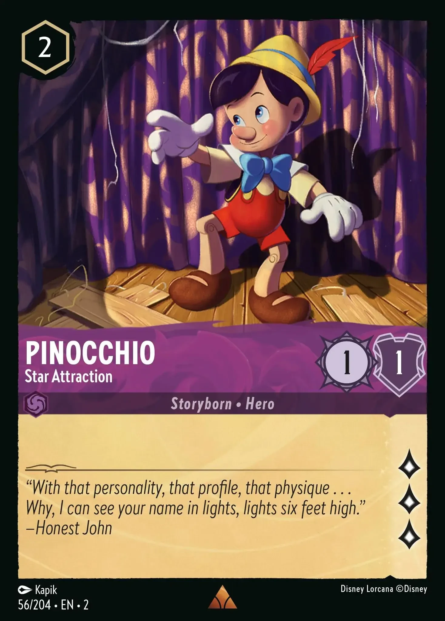 2023 Rise of The Floodborn Pinocchio - Star Attraction #56 Rare card image
