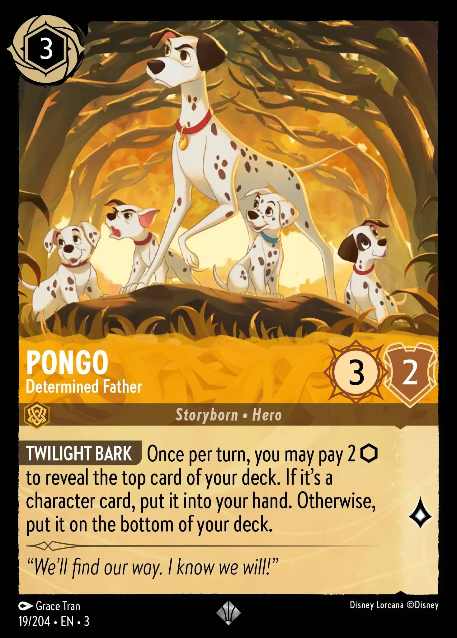 2024 Into the Inklands Pongo - Determined Father #19 Super Rare card image
