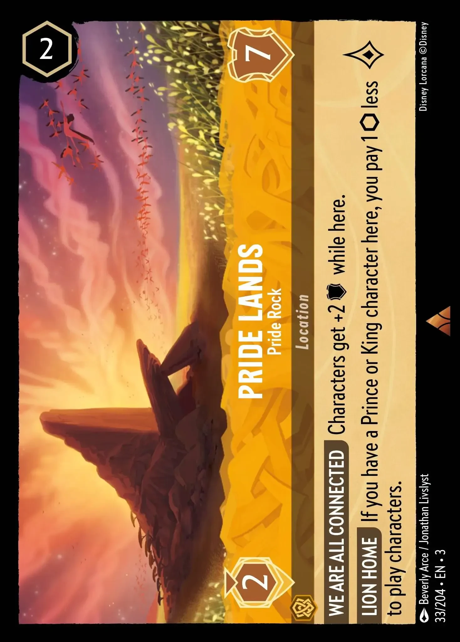 2024 Into the Inklands Pride Lands - Pride Rock #33 Rare card image