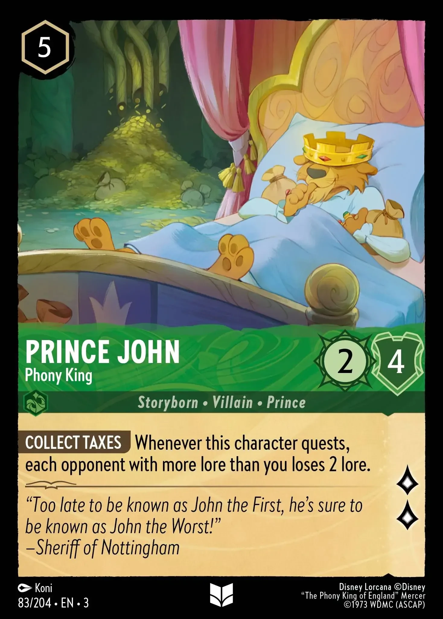2024 Into the Inklands Prince John - Phony King #83 Uncommon card image