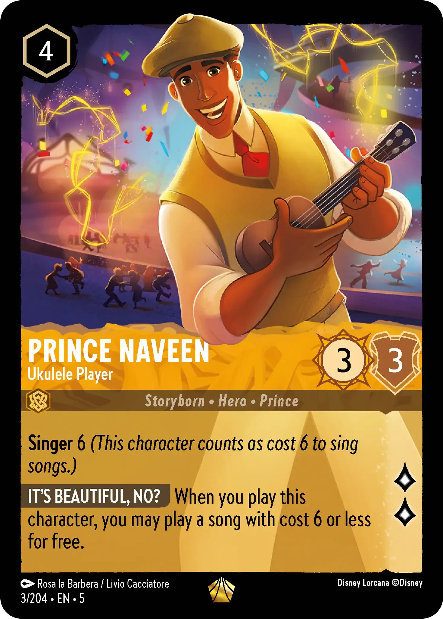 2024 Shimmering Skies Prince Naveen - Ukulele Player Legendary #3 Legendary card image