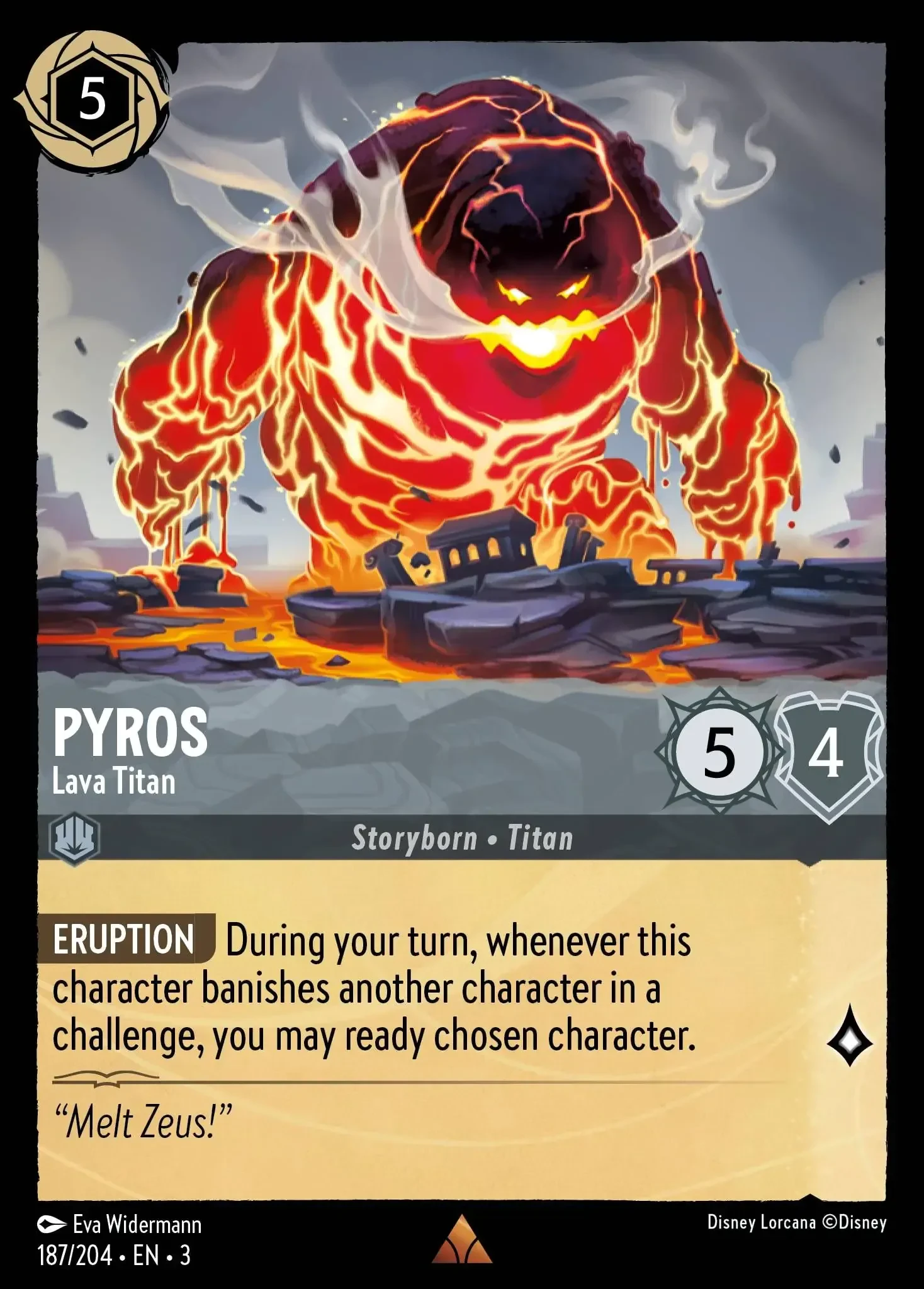 2024 Into the Inklands Pyros - Lava Titan #187 Rare card image