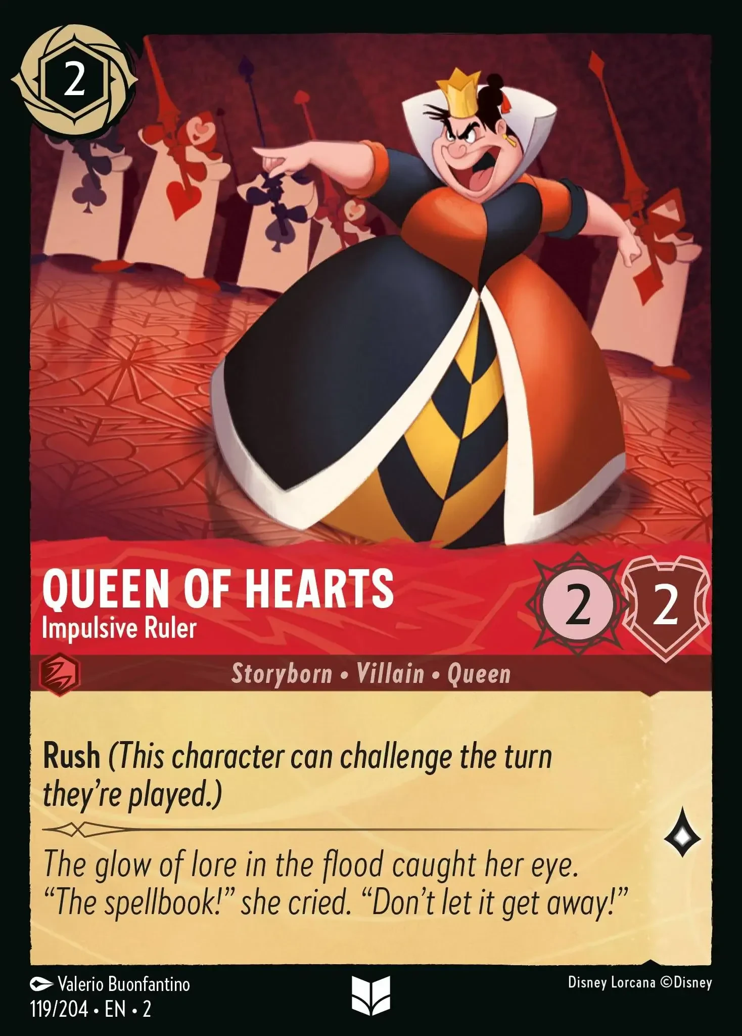 2023 Rise of The Floodborn Queen Of Hearts - Impulsive Ruler #119 Uncommon card image